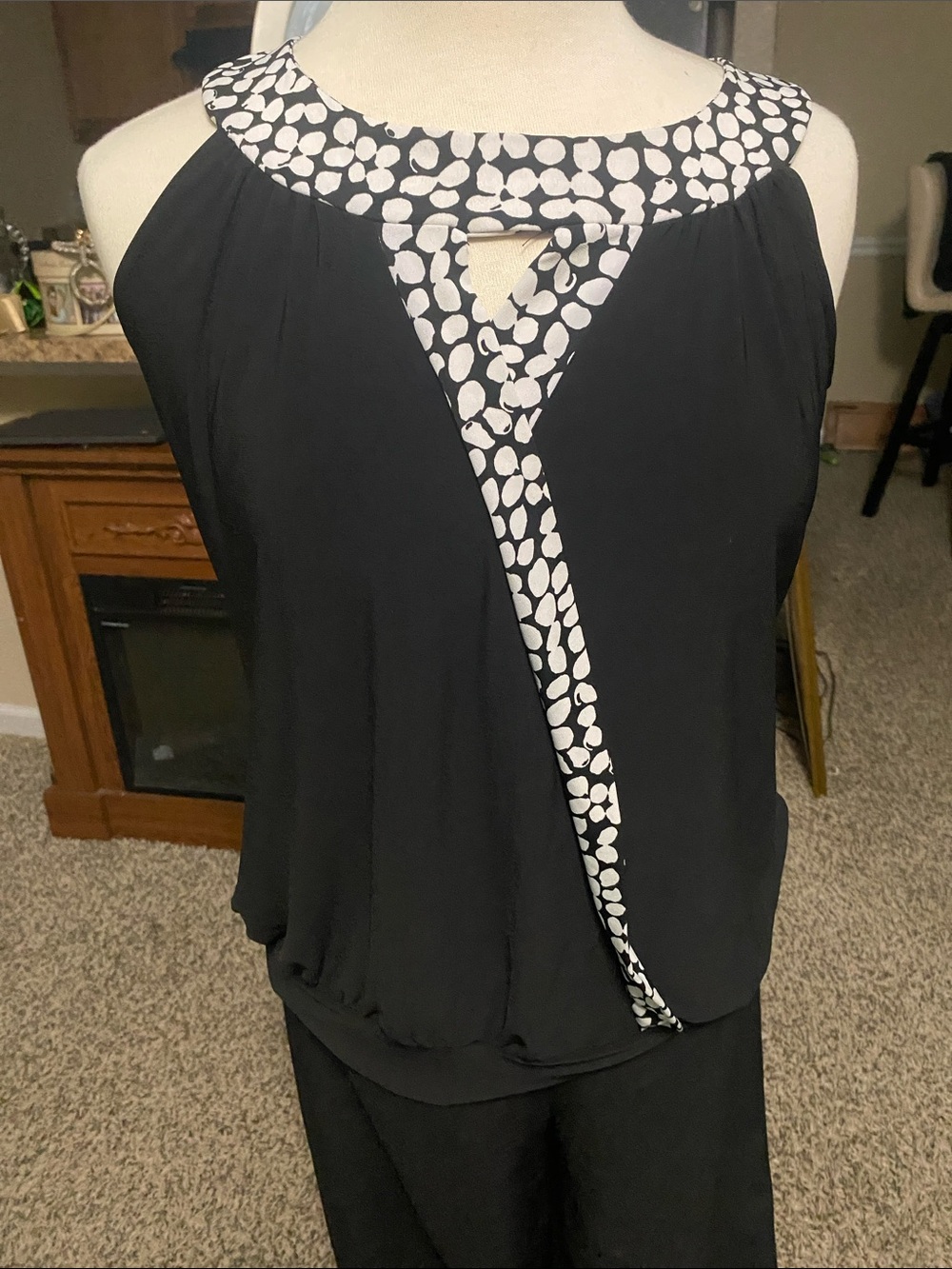 Marshalls Black Sleeveless Top with Tag Detail